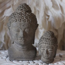 Buddha Head Small, Stone Grey, Pb Home