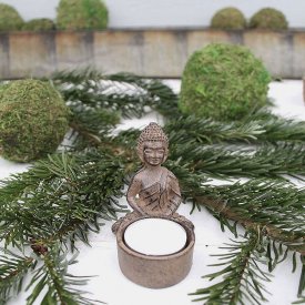 Buddha mini, ljushållare antik brun