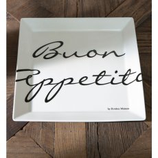 Buon Appetito Square Plate, Keramikfat, Riviera Maison