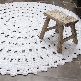 Rund matta, knitted, Grå, 140 cm