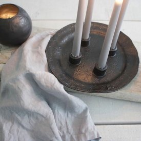 Ljusfat, keramik adventsljusstake, svart, Petra Lunds Lera