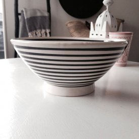 Rif Design, Salladskål Svart/vit randig 25 cm