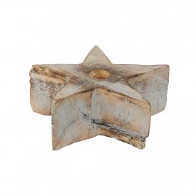 Wooden star Candle Medium, grey washed, OiSoiOi