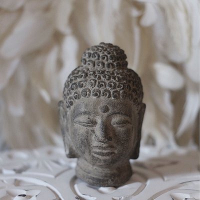 Buddha Head Small, Stone Grey, Pb Home