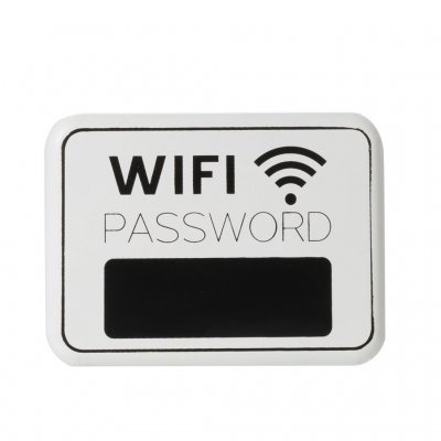 Skylt metall Wifi Password, Vit/Svart